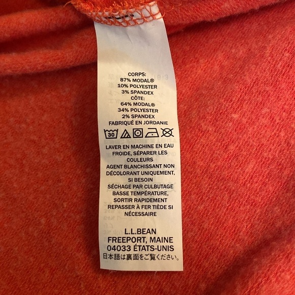 L.L Bean SoftFlex Crewneck Dolman Sleeve Pullover Peachy Orange LARGE PETITE - Picture 7 of 8